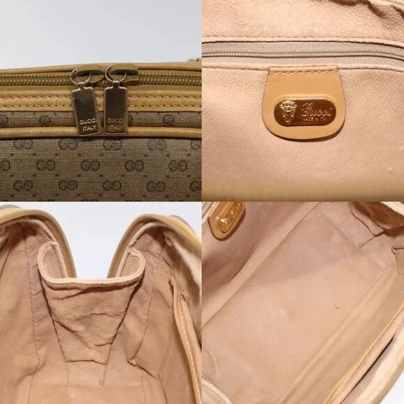 GUCCI Micro GG Supreme Hand Bag PVC Beige Gold 000 39 0030 Auth BA2146 - Picture 14 of 14